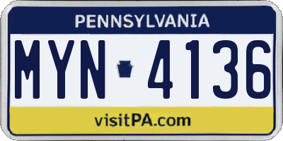 PA license plate MYN4136