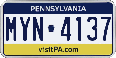PA license plate MYN4137