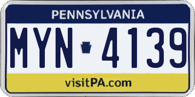 PA license plate MYN4139