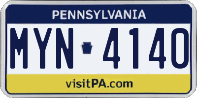 PA license plate MYN4140