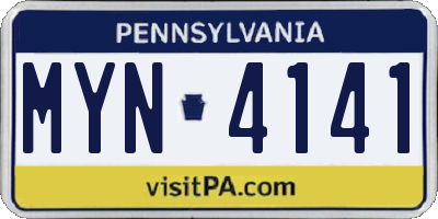 PA license plate MYN4141