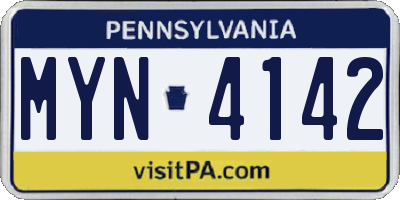PA license plate MYN4142