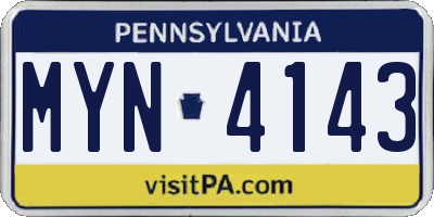 PA license plate MYN4143