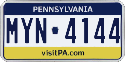 PA license plate MYN4144