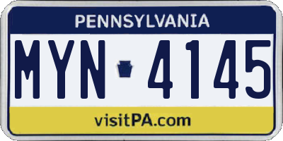 PA license plate MYN4145