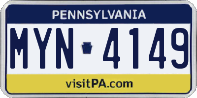 PA license plate MYN4149