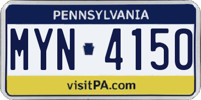 PA license plate MYN4150