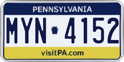 PA license plate MYN4152