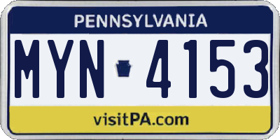 PA license plate MYN4153