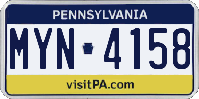 PA license plate MYN4158