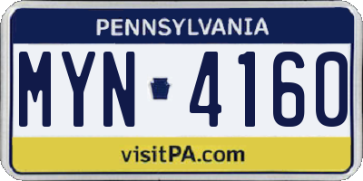 PA license plate MYN4160