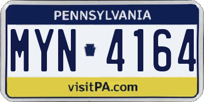 PA license plate MYN4164