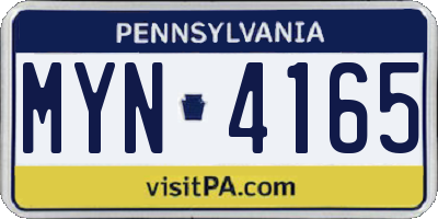 PA license plate MYN4165