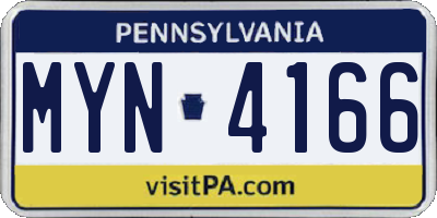 PA license plate MYN4166
