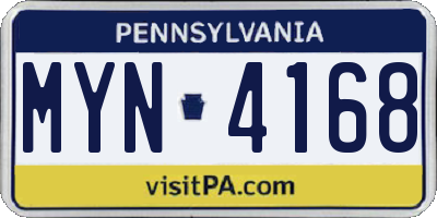 PA license plate MYN4168