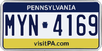 PA license plate MYN4169