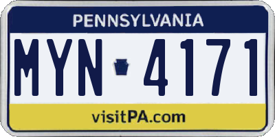 PA license plate MYN4171