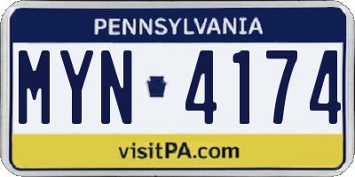 PA license plate MYN4174