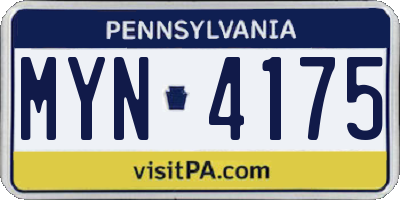 PA license plate MYN4175