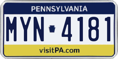 PA license plate MYN4181