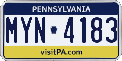 PA license plate MYN4183