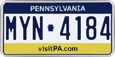 PA license plate MYN4184