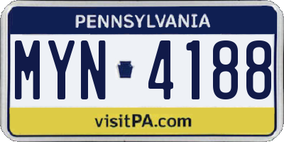 PA license plate MYN4188