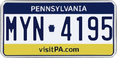 PA license plate MYN4195