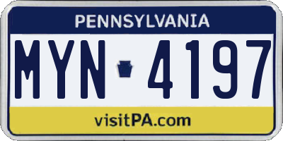 PA license plate MYN4197