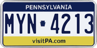 PA license plate MYN4213