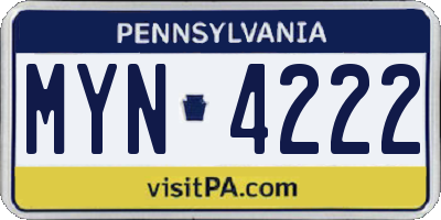 PA license plate MYN4222