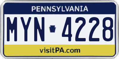 PA license plate MYN4228