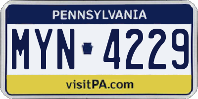 PA license plate MYN4229