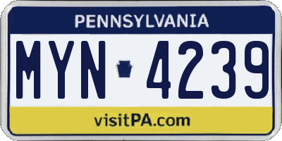 PA license plate MYN4239
