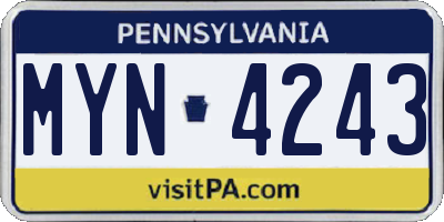PA license plate MYN4243