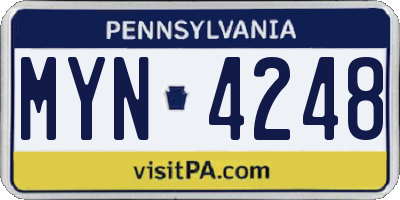 PA license plate MYN4248