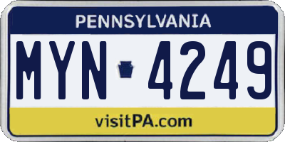 PA license plate MYN4249