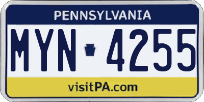 PA license plate MYN4255