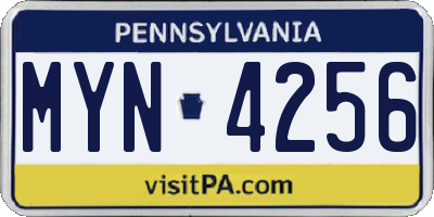 PA license plate MYN4256