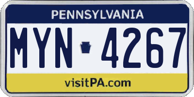 PA license plate MYN4267