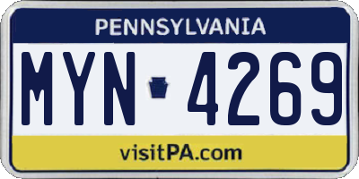 PA license plate MYN4269