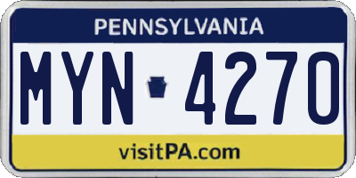 PA license plate MYN4270