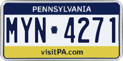 PA license plate MYN4271