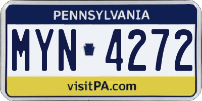 PA license plate MYN4272