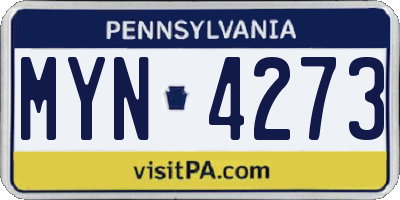 PA license plate MYN4273