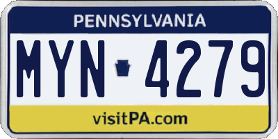 PA license plate MYN4279