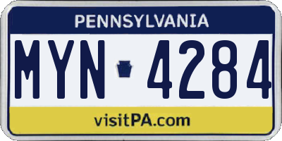 PA license plate MYN4284