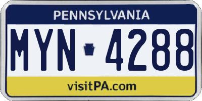 PA license plate MYN4288