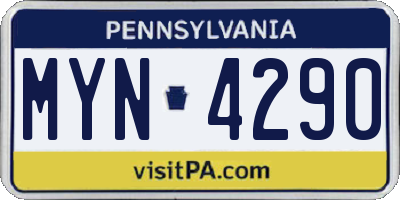 PA license plate MYN4290