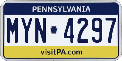 PA license plate MYN4297
